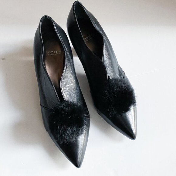 NEW Yosh Collection Black Leather Pur Pom Detail  Retro Style Ankle Boot… - Picture 4 of 10